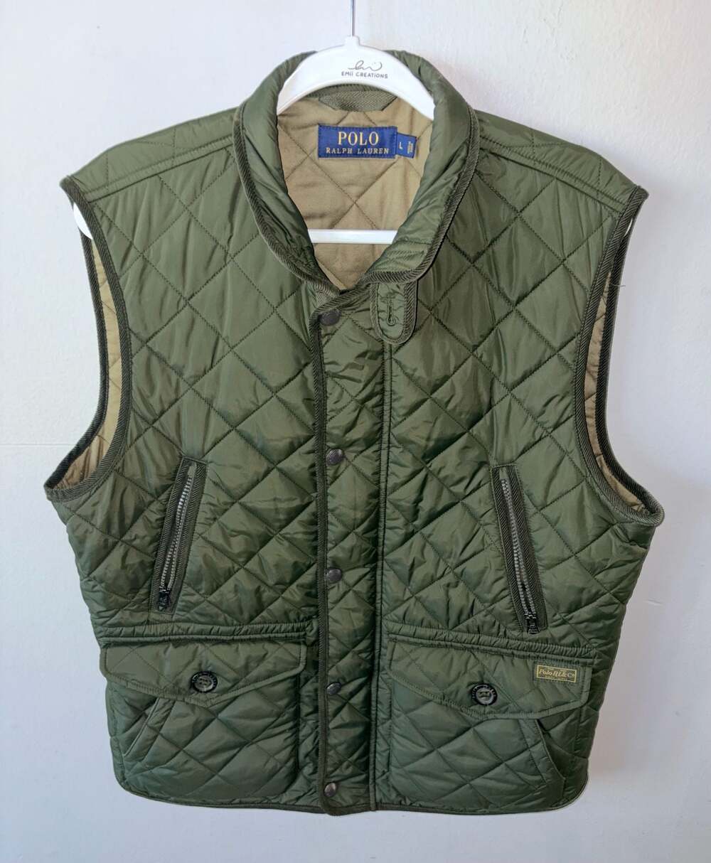 Polo Ralph Lauren Men's Olive Green Quilted Field Vest Size L